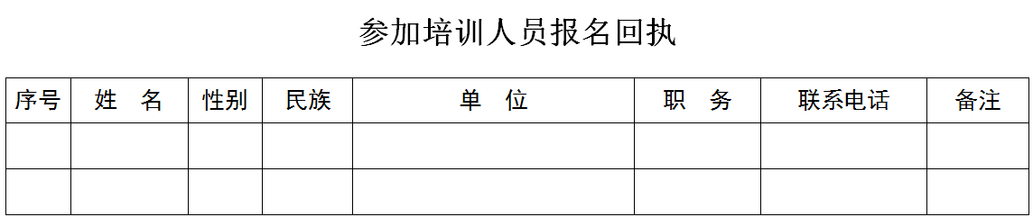 参加培训人员报名回执