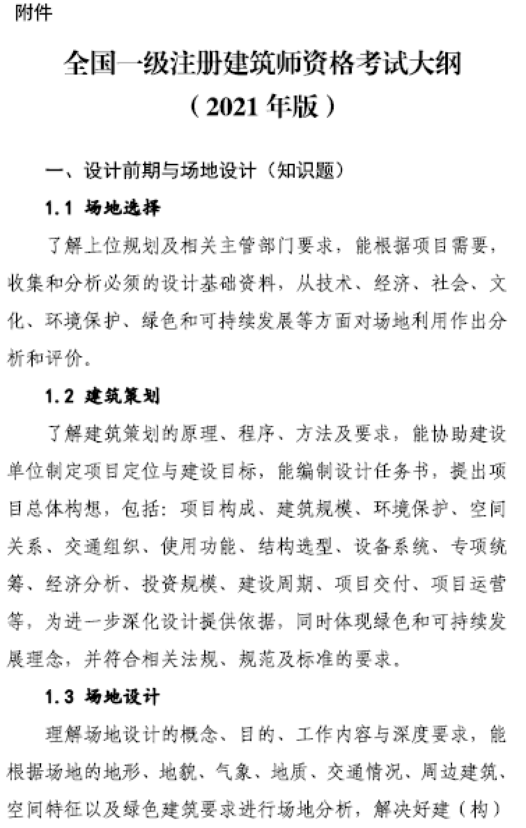 大事件！9门变6门！一级注册建筑师考试大纲（21版）发布，2023年执行！